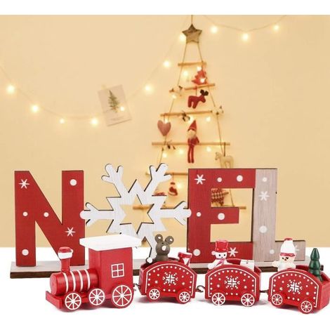 Train de Noël en Bois Lettre en Bois Ornement Bois Decoration Noël Table de Noël (1/4)