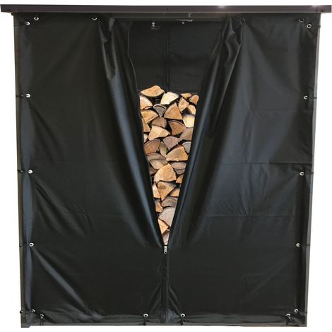 Wetterschutz Set Front und Rückwand für Kaminholzunterstand XXL 185x70x185cm PVC Schwarz (1/5)