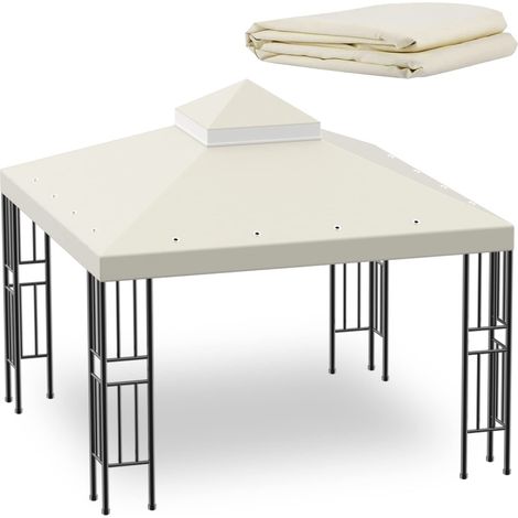 Auvent de Rechange pour tonnelle de 3 x 3 m – Housse de Toit à Double Niveau pour terrasse, Jardin, Barbecue (Beige) (1/5)