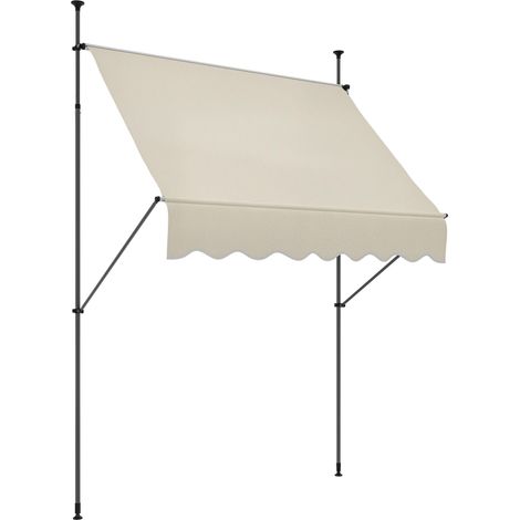Store banne autoportant manuel rétractable 2L x 1,2l x 2,1-3H m inclinaison réglable métal alu polyester sable (1/5)
