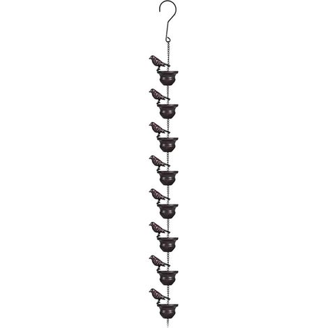 Chaîne de pluie de 2,4 m pour jeux de cascade avec crochet de suspension et mobile de clochettes d'oiseaux avec piscine et cascade décorative (1/5)