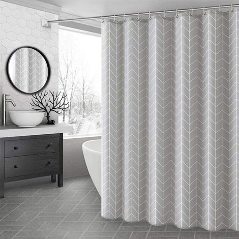 Bathroom Shower Curtain Liner, Thick Shower Curtain, Waterproof Shower Curtain with 12 Eyelet Holes (200x200cm) (1/5)