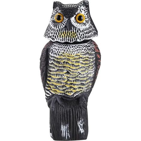 Réaliste effaroucheur d'oiseaux tête rotative son hibou rdeur leurre Protection répulsif antiparasitaire épouvantail jardin cour déplacer