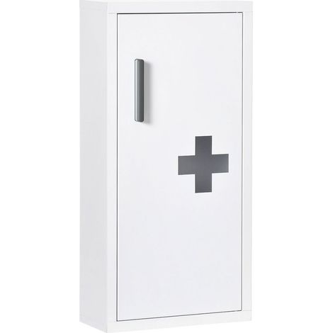 Armoire à pharmacie murale 2 étagères 3 niveaux avec porte aimantée métal 30 x 12 x 60 cm blanc (1/4)