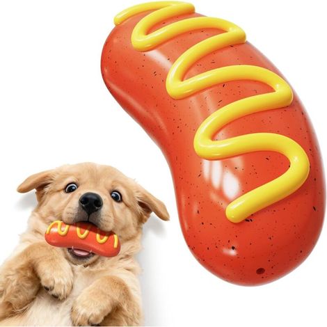 Jouet interactif pour chien - pour l'éducation et le nettoyage des dents, convient aux chiens ayant tendance à mordre agressivement - 1 pièce, rouge (1/5)