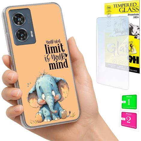 Custodia per Motorola Edge 50 Fusion Photo Case Back Elephant + vetro 9H (1/5)