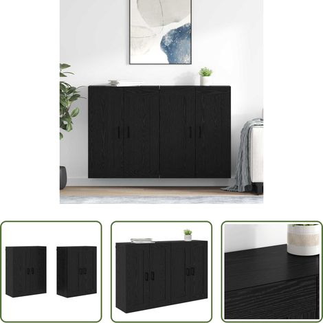 Holzwerkstoff -  Wandmontierter Schrank 2 pcs Schwarz Eichen-Optik Holzwerkstoff (1/5)