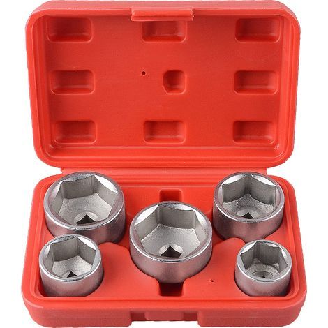 Lot de 5 douilles de démontage de filtre à huile Cr-V 3/8" 24,27,32,36,38 mm (1/5)