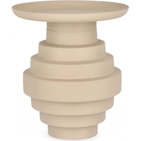 Tavolino "Amba" in acciaio verniciato e polvere epossidica -Ø 35.5 cm / Beige (1/5)