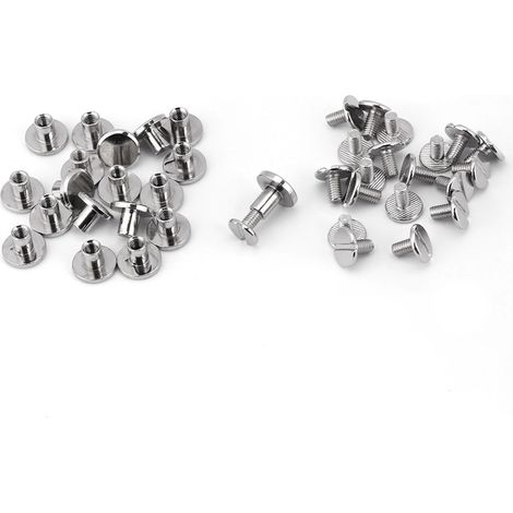 Lot de 20 rivets à tête plate filetés en laiton, vis pour l'artisanat et la réparation du cuir (8 mm). (1/5)