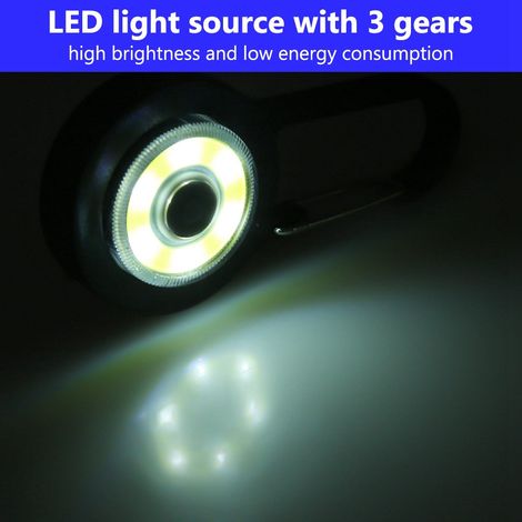 Lampe de marche LED légère avec mousqueton pour la course et le vélo de nuit (noire) (1/5)