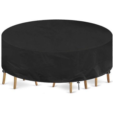 Housse ronde pour table de jardin, imperméable et résistante aux UV, en tissu Oxford 420D, compatible avec le mobilier de jardin (230x100cm) (1/5)