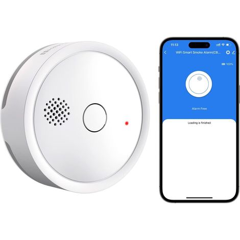 Détecteur de fumée photoélectrique sans Fil WiFi Intelligent avec 14604 Avertissement de Batterie Faible avec Batterie remplaçable autonomie WS2SA-5-TY-1& (1/5)