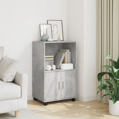 Armoire à roulettes-Meuble de rangement mobile gris béton 55x40x91 cm bois d'ingénierie 939345 (1/5)