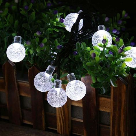 Guirlande LED Blanche 200 LED 22M Boules Étanche Cristal, Solaire, 8 Modes d’Éclairage, Lumière Blanche pour Jardin Terrasse Mariage Extérieur (1/5)