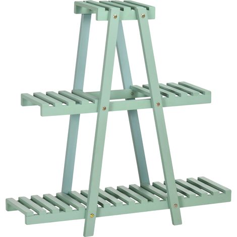 Soporte para plantas, diseño de varios niveles, estructura metálica, verde. (1/5)