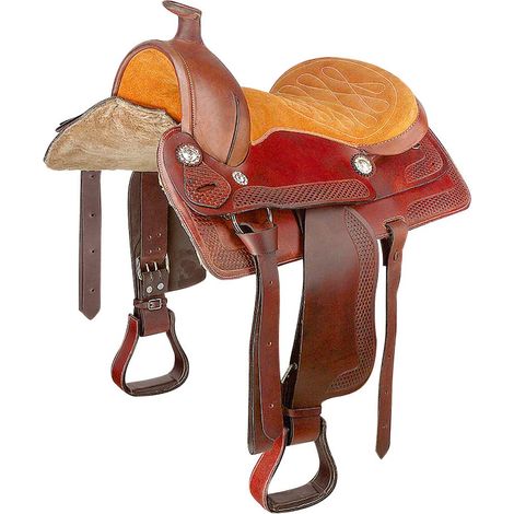15", chestnut rosso: Sella western con gonna quadrata doppia e lavorazione basket