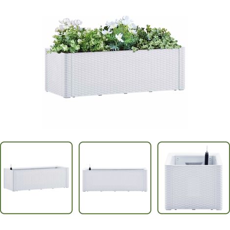 Hochbeet - Garten-Hochbeet mit Selbstbewässerungssystem Weiß 100x43x33 cm (1/5)