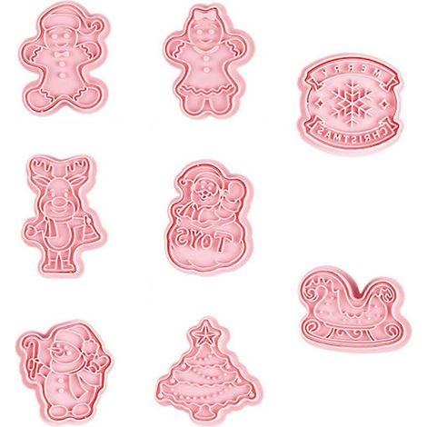 8 Moules à Biscuits en Plastique pour Noël, Emporte-Pièces et Tampons pour Pâtisserie (1/4)