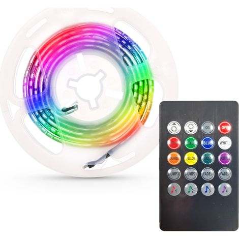 Bande LED pour Boîtier Ordinateur, Fonds Écran TV Bureau Flexible Ruban Diode, 5V Éclairage RGB, USB, Télécommande, 1M (1/5)