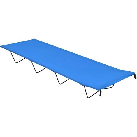 Lit de camping Relax Transat de jardin Chaise longue pliable 180x60x19 cm Tissu Oxford et acier Bleu -FR64668 (1/5)