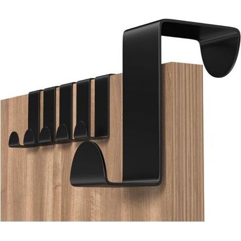 Türhaken, 6 Stück Edelstahl-Kleiderhaken für Türen, Standard-Türhänger, für Schubladen, Kleiderschränke, Schränke, für Küche, Bad, Schlafzimmer, Schwarz (1/5)