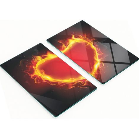 Tablas de cortar de cristal para cocina con diseño de llama y corazón, 2 x 30 x 52 cm. (1/5)