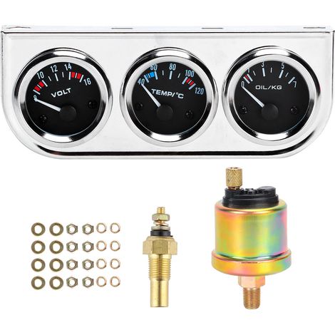 3-in-1-Kombinationsinstrument M10x1 52mm für Autos: Wassertemperatur-, Öldruck- und Spannungsmessgerät, Kfz-Modifikationsinstrument. (1/5)