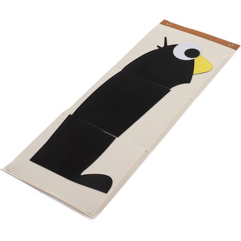 Dreistöckige Wandaufbewahrungstasche für den Kleiderschrank, Pinguin-Motiv aus Filz, 100,7 x 35 cm, zum Aufhängen an der Tür (1/5)