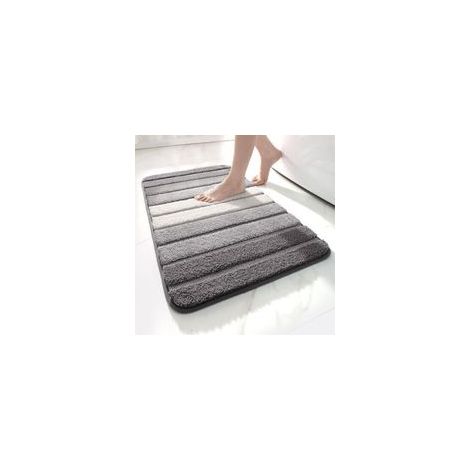 Tapis de Bain Antidet Extra Doux Tapis Salle Bain Lavable en Machine Absorbant l'eau 40 x 60 cm Gris (1/4)