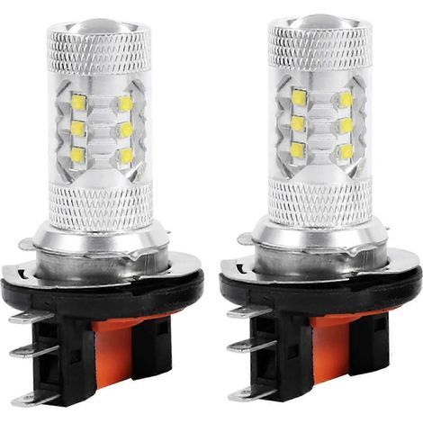 2 ampoules de phares H15 à diodes électroluminescentes (DEL) 80 W 16 3030 haute puissance pour voitures, phares avant lumineux, visibilité améliorée
