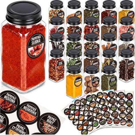 Gewürzgläser aus Glas, 120 ml, 24 Stück + 90 Etiketten