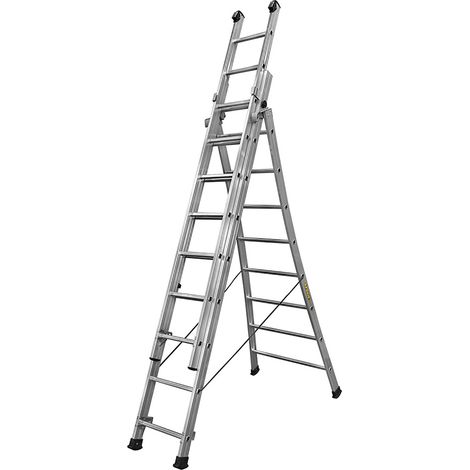 Centaure – Échelle transformable 3 plans 3m05/6m70 – 9 barreaux – Base évasée pour stabilité – Conforme norme EN 131 – Garantie 5 ans