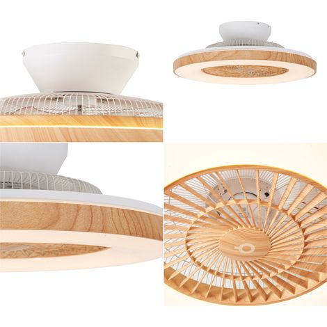 Qazqa – Ventilateur de plafond 60cm en bois naturel – Éclairage LED dimmable 1600 lumens – Télécommande incluse – Pour salon et chambre