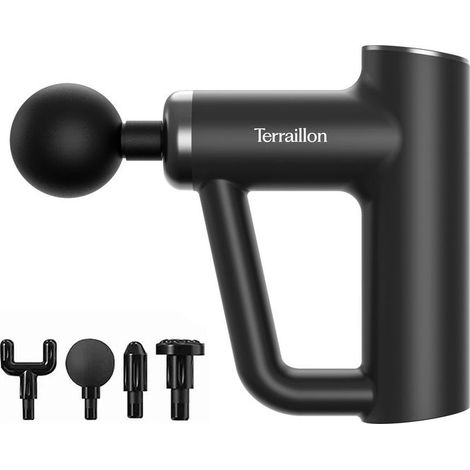 Pistola massaggiante - terraillon - massaggiatore fitness 4 testine 6 velocita da 1800 a 3200 rpm usb c