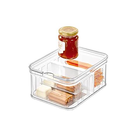 Casier Rangement pour Frigo, Petit Bac Alimentaire en Plastique sans BPA, Bac Rangement pour la Cuisine ou le Bureau, Transparent