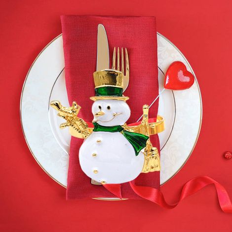 Weihnachtliche Serviettenringe, 6er-Set, Schneemann-Motiv, Metall-Serviettenringhalter für die Tischdekoration und Weihnachtsfeier (1/5)