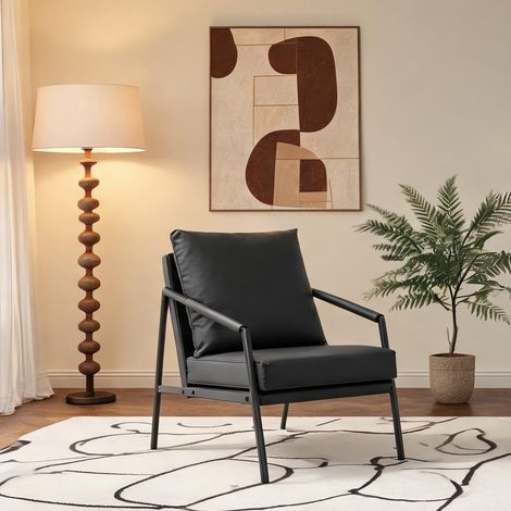 Fauteuil coloris noir en métal PU 67 x 67 x 80 cm (1/5)
