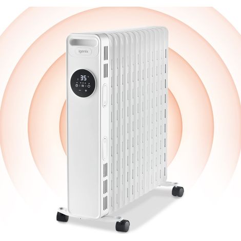 Igenix Digital Oil Filled Radiator, 2.5kW/2500W, Overheat Protection, White - IG2626 (1/5)