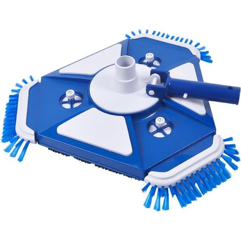 Tête d'aspirateur triangulaire pour piscine avec brosse latérale robuste de 9,1 m, connecteur pivotant, outil de nettoyage pour les coins, les murs, les marches, les feuilles et les débris (1/5)