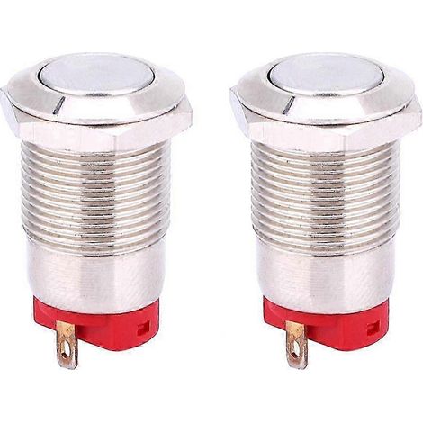 Wasserdichter Metall-Druckknopf, 12 mm Flachkopf, 2 verriegelbare 2-Pin-Schalter, elektronisches Netzteil, 2er-Packung (1/3)