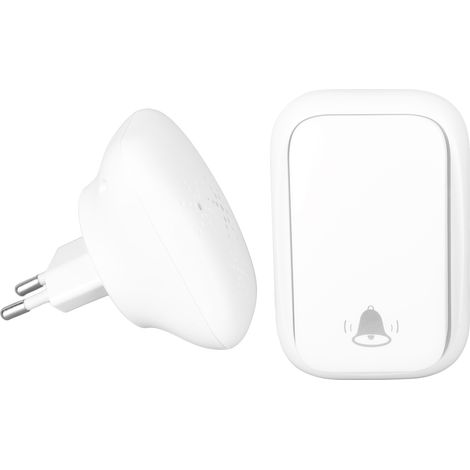 Sonnette sans fil auto-alimentée d'extérieur, blanche, pour maison, bureau, immeuble, villa, prise UE 100-230 V (1/5)