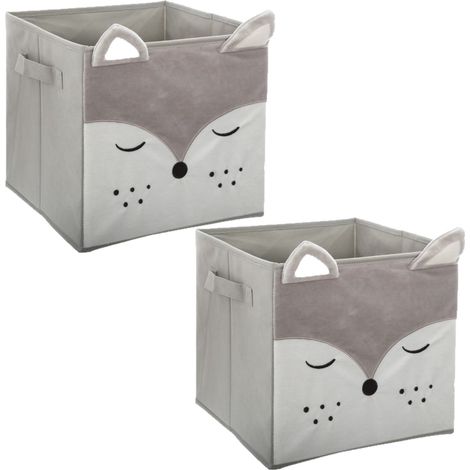 Lot de 2 boîtes de rangement enfant renard en velours JOEY (1/3)