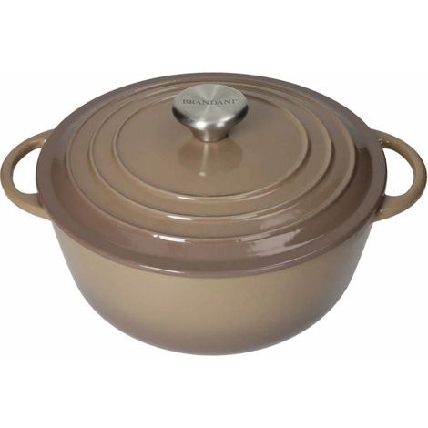 Brandani cocotte tortora ghisa smaltata induzione 24 cm 4 lt (1/3)