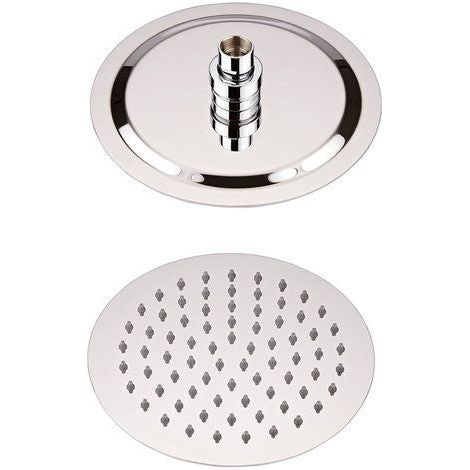 Pommeau de douche rond en métal chromé et anti-calcaire mince de 25 cm, articulé