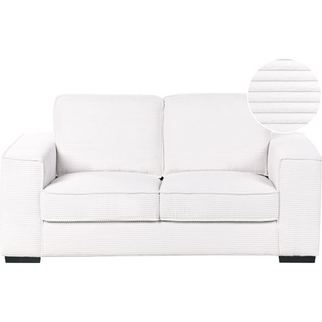 Sofá 2 plazas de pana cómodo sala de estar moderna blanco Vikran (1/5)