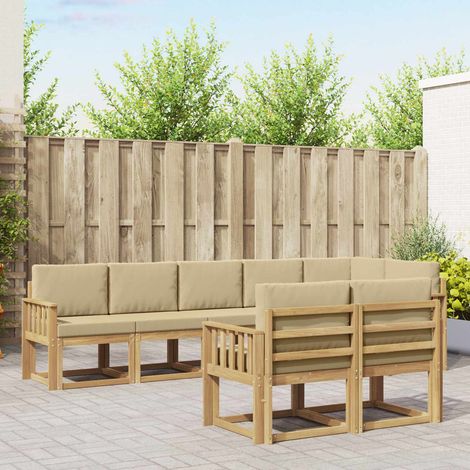 vidaXL Outdoor-Sofagarnitur 8 Stk. Weiß und Beige Polyester (1/5)
