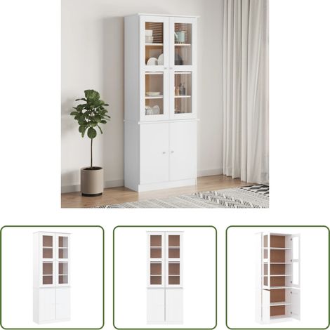 vidaXL Bois de pin - Vitrine en verre ALTA blanc 77x35x186,5 cm bois de pin massif (1/5)