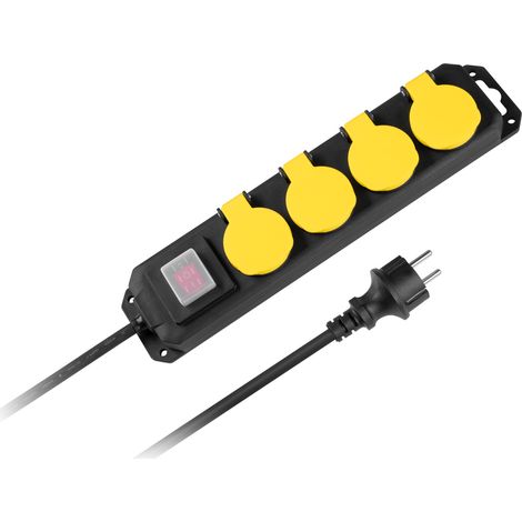 Prolunga Rebel con interruttore, 4 prese, 3 m, IP44, 16A, 3680W (1/3)