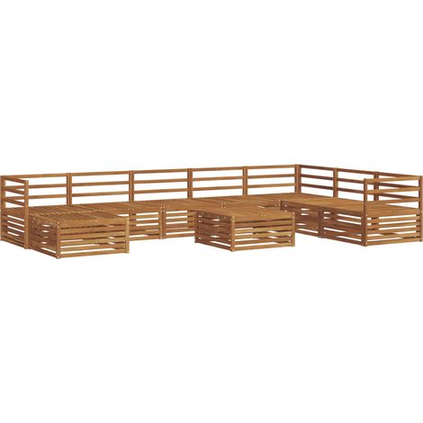 Ensembles de canapés 9 pcs Salon de jardin Naturel Bois d'Acacia Massif (1/5)